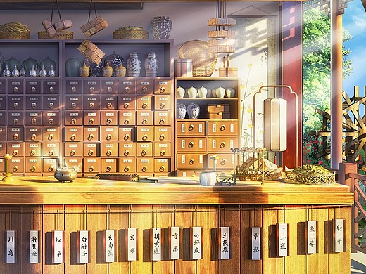 日式场景-古代中医药房