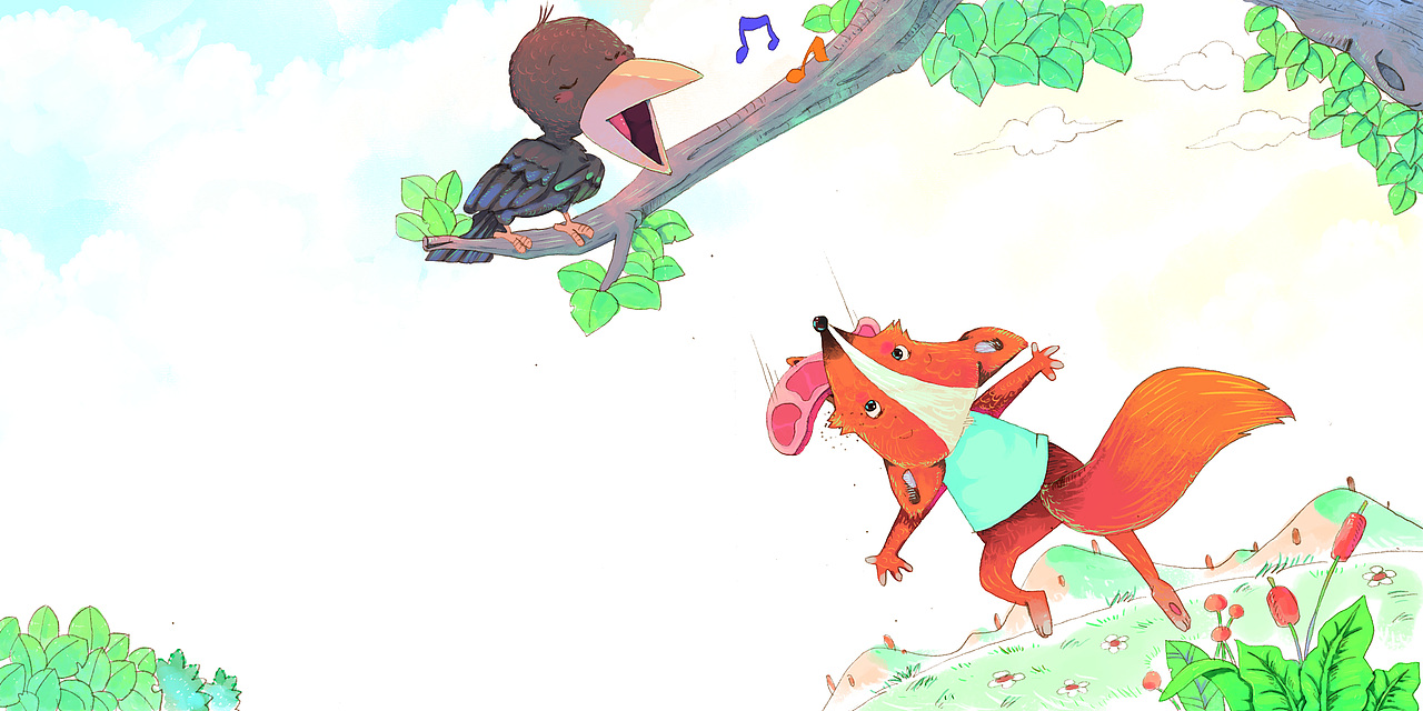 狐狸与乌鸦（图ZMjg5Njk1NTc2） - 儿童插画 - 站酷设计师灯塔文化原创素材 - 站酷ZCOOL