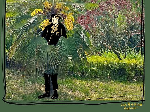 藏在树后面的绅士 插画 风景（个人主页-ZNTQ0NDMwMDA=） - 创作习作 - 站酷设计师Aapklula原创素材 - 站酷ZCOOL