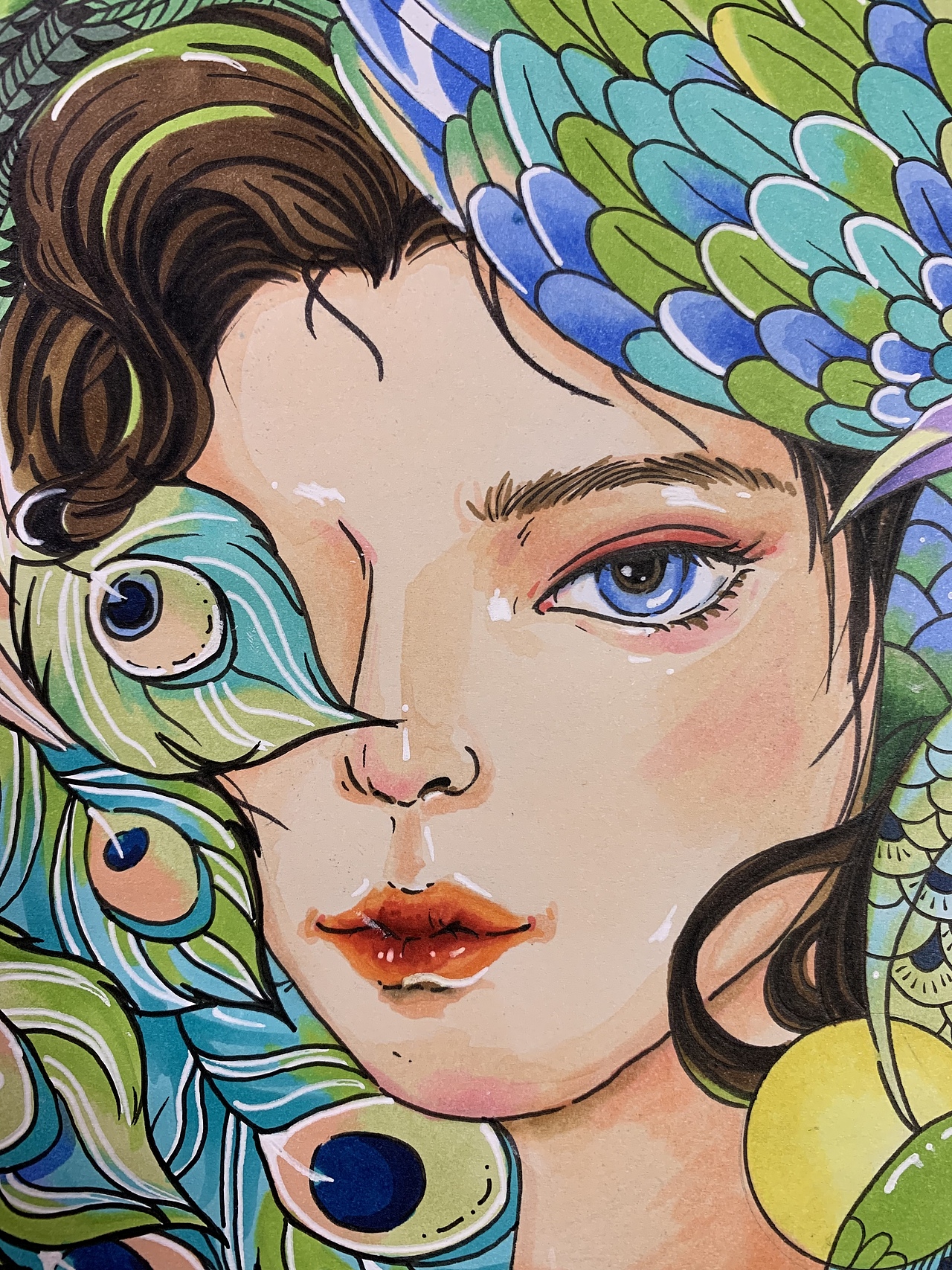 人与自然共生主题考研手绘装饰画|插画|创作习作|万木手绘_原创作品