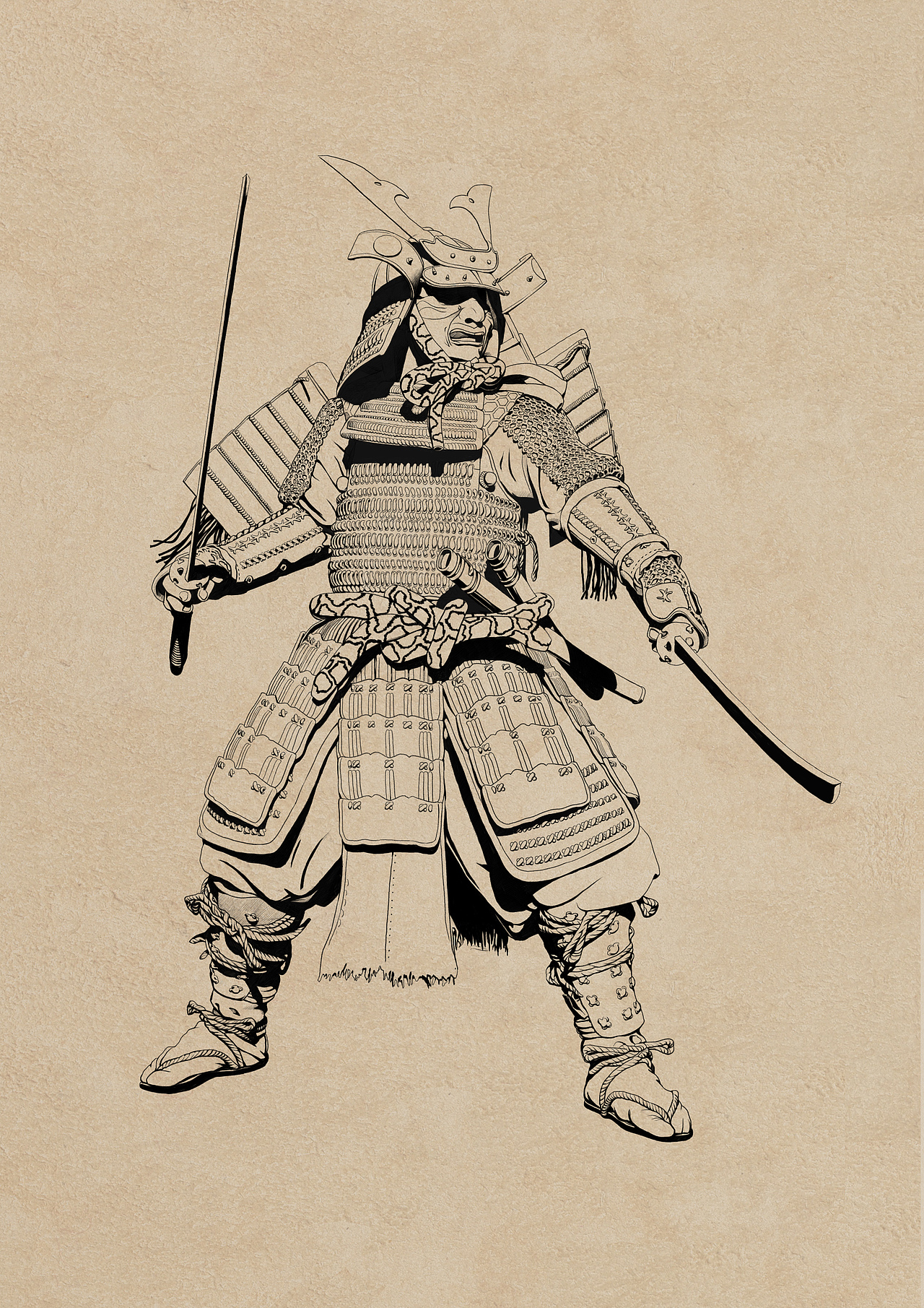 武士-作画步骤（图ZMjYzMDIxOTI=） - 艺术插画 - 站酷设计师画画的金阳原创素材 - 站酷ZCOOL