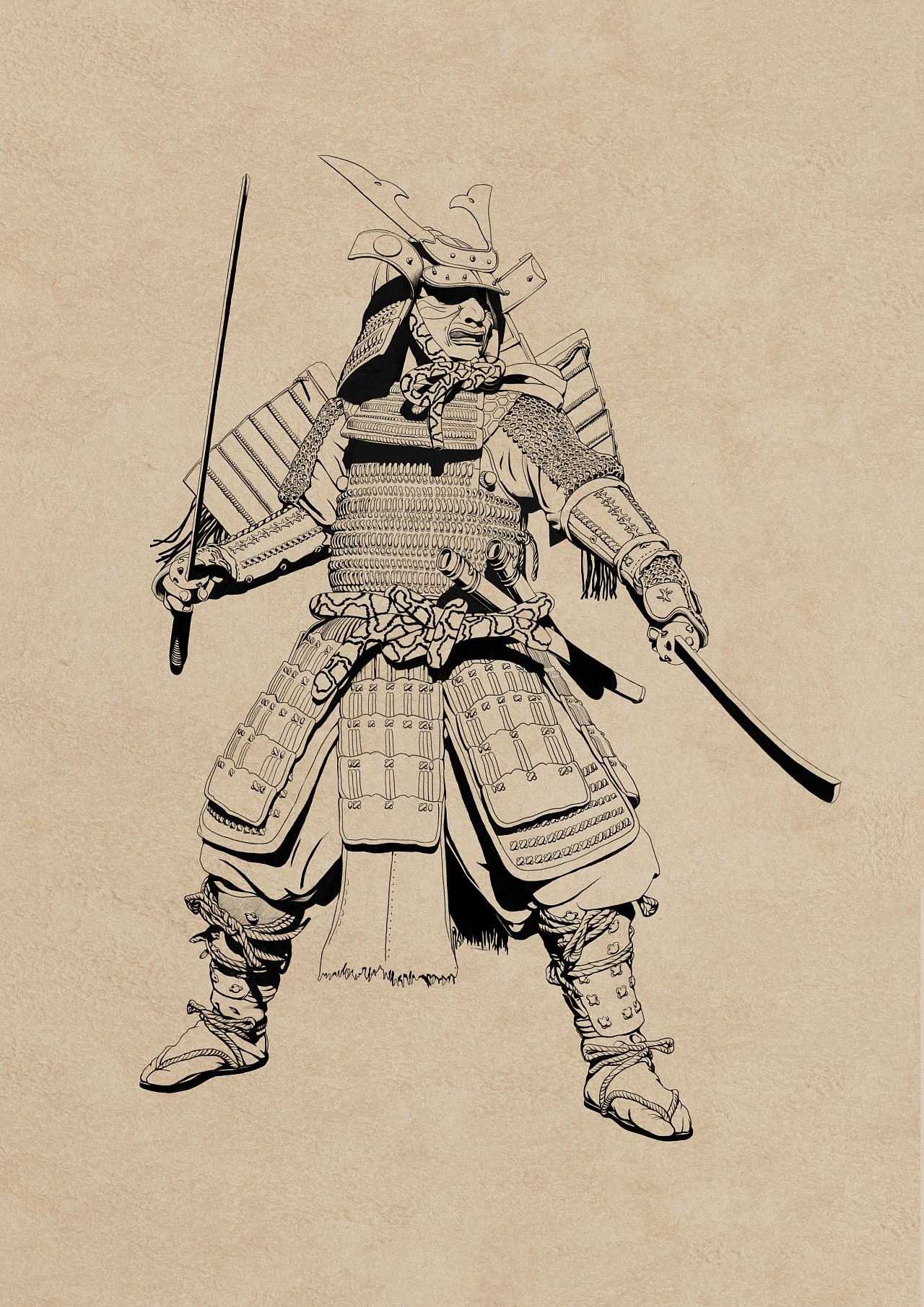 日本武士怎么画教程图片