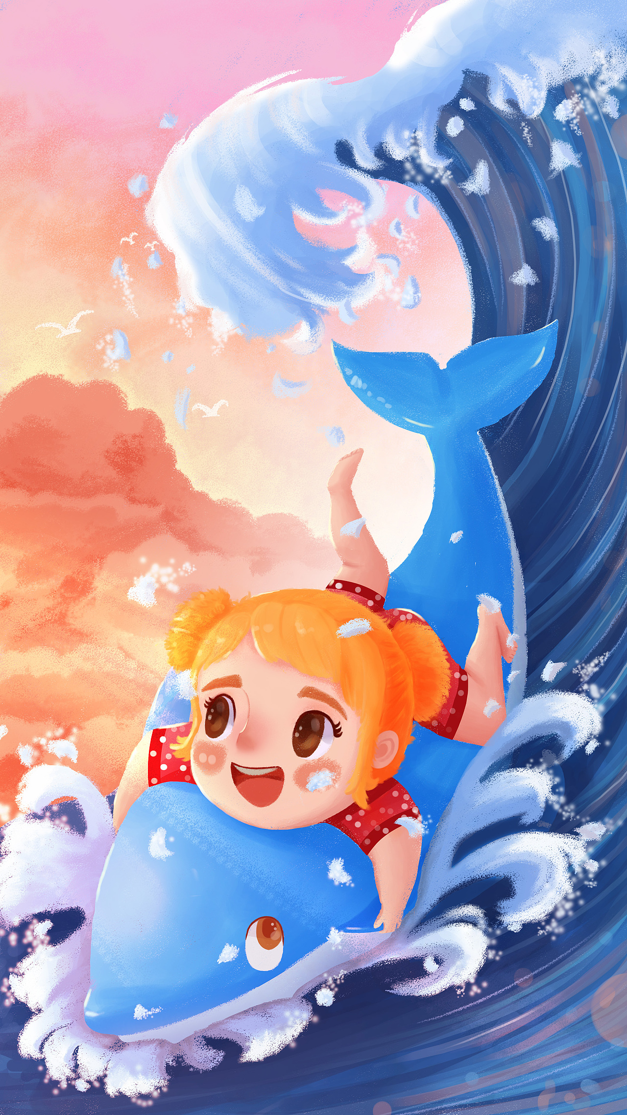 夏天的浪花 & 冬天的雪花（图ZMjI0MTIwMTg4） - 儿童插画 - 站酷设计师刘小小Fiona原创素材 - 站酷ZCOOL