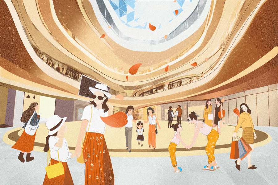 插画练习|花园城商场（图ZMTU2MTMwNTY4） - 创作习作 - 站酷设计师樱奈雪原创素材 - 站酷ZCOOL