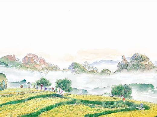 童书  中国风  水墨画   文旅插图
