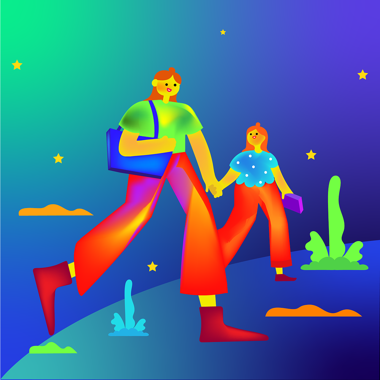 《我和女儿的日常》原创插画走一波