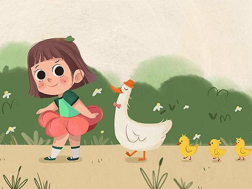 小女孩系列插画