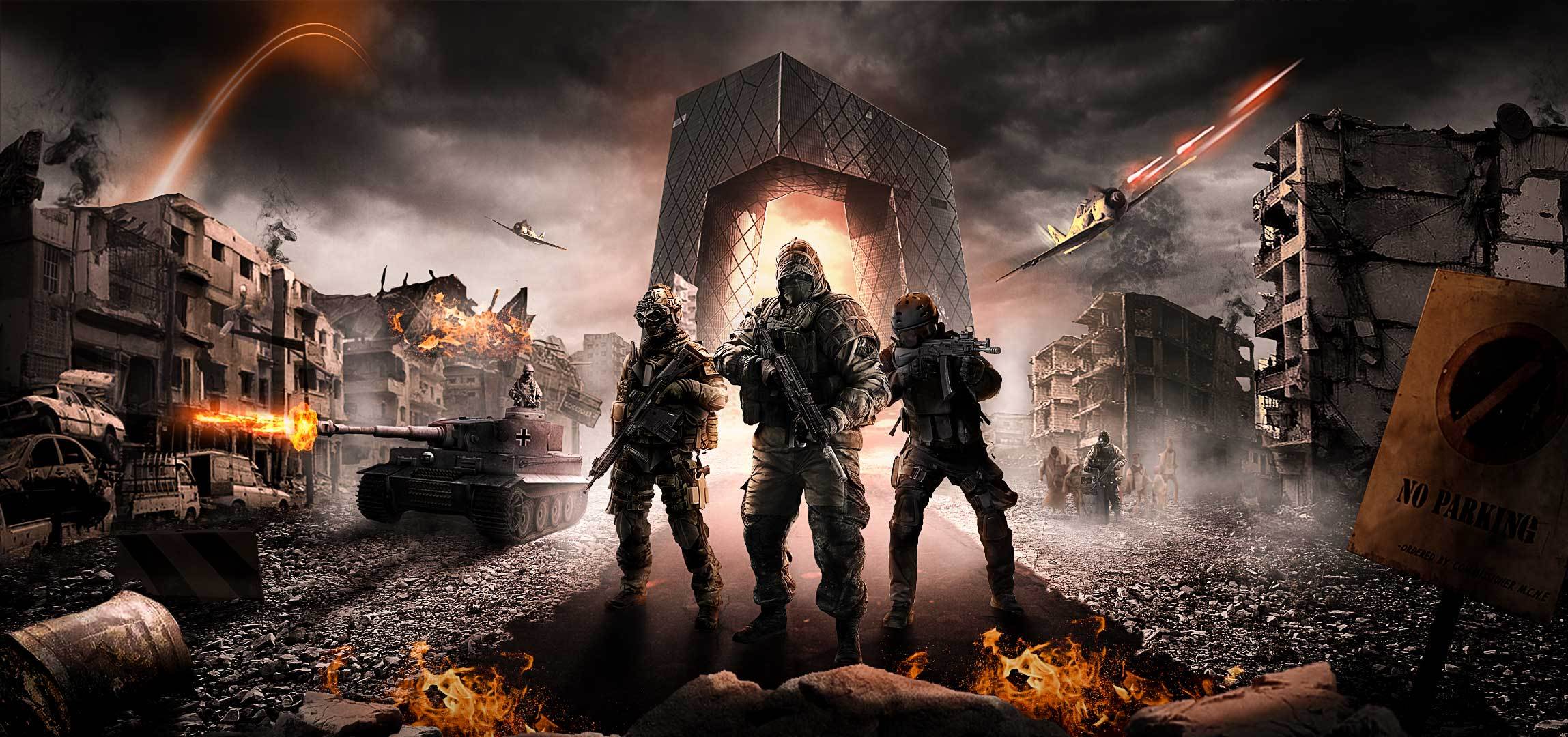 战争场景合成|平面|海报|luckyga - 原创作品 - 站酷 (zcool)