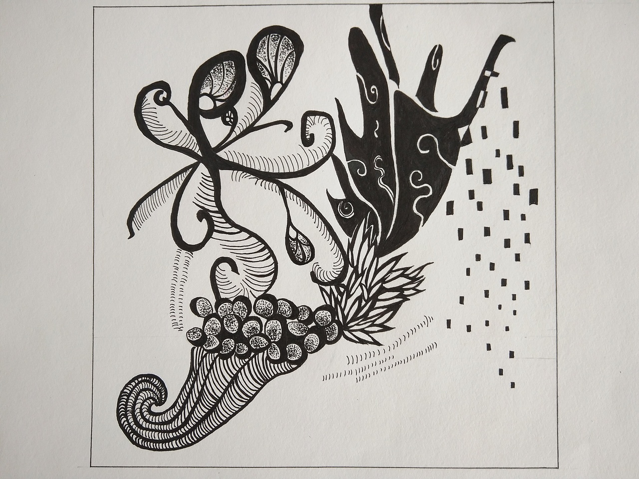 创意黑白装饰变形手绘