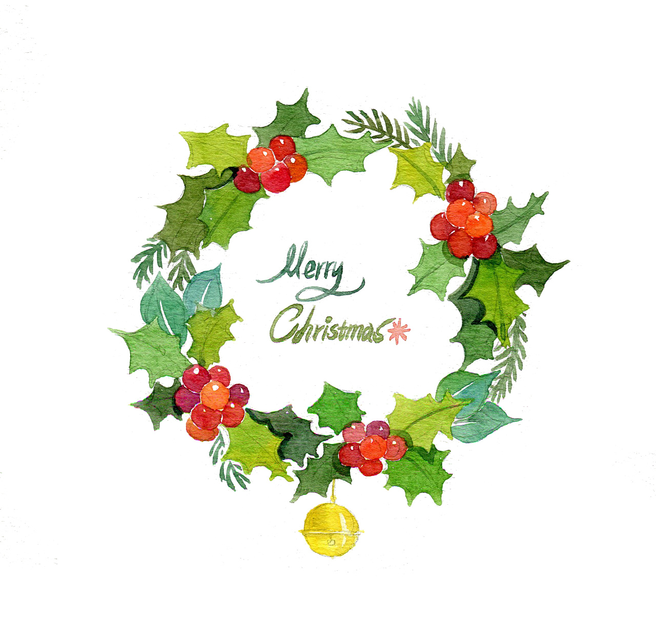 教你用水彩庆祝圣诞(第一篇:圣诞花环)