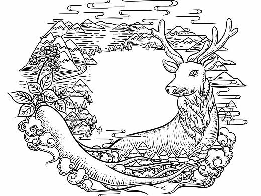 人参鹿茸药材-参茸包装插画