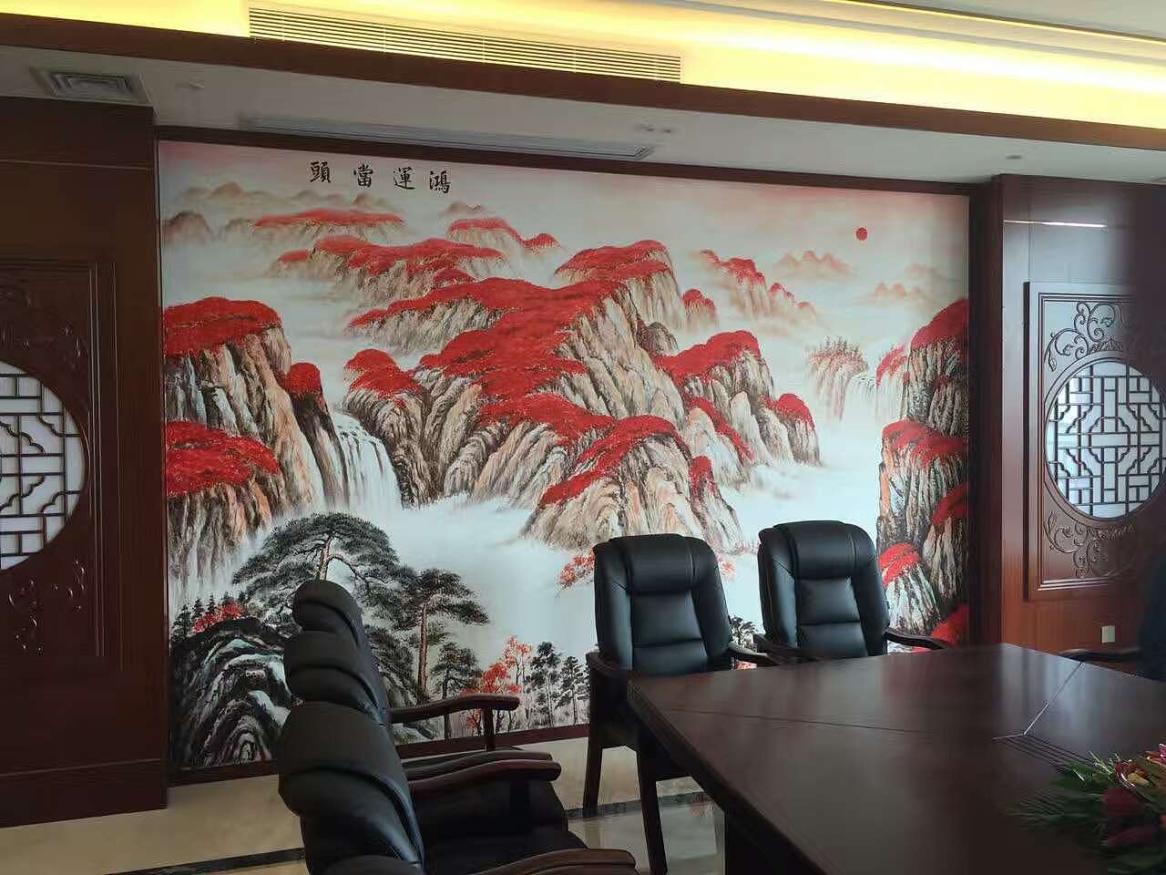 洽谈区 会议室 电视背景墙 高档壁画|纯艺术|绘画|广州墙绘艺术_原创