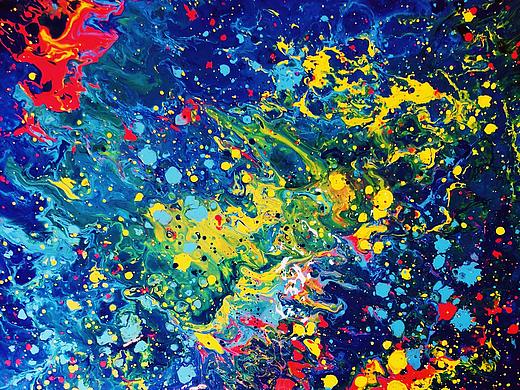 流体画/pouring painting的尝试(panny)第三篇《星空》