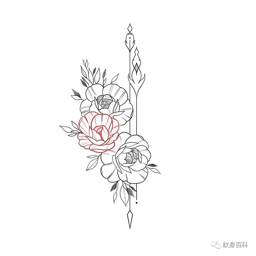 纹身手稿结合体花手稿