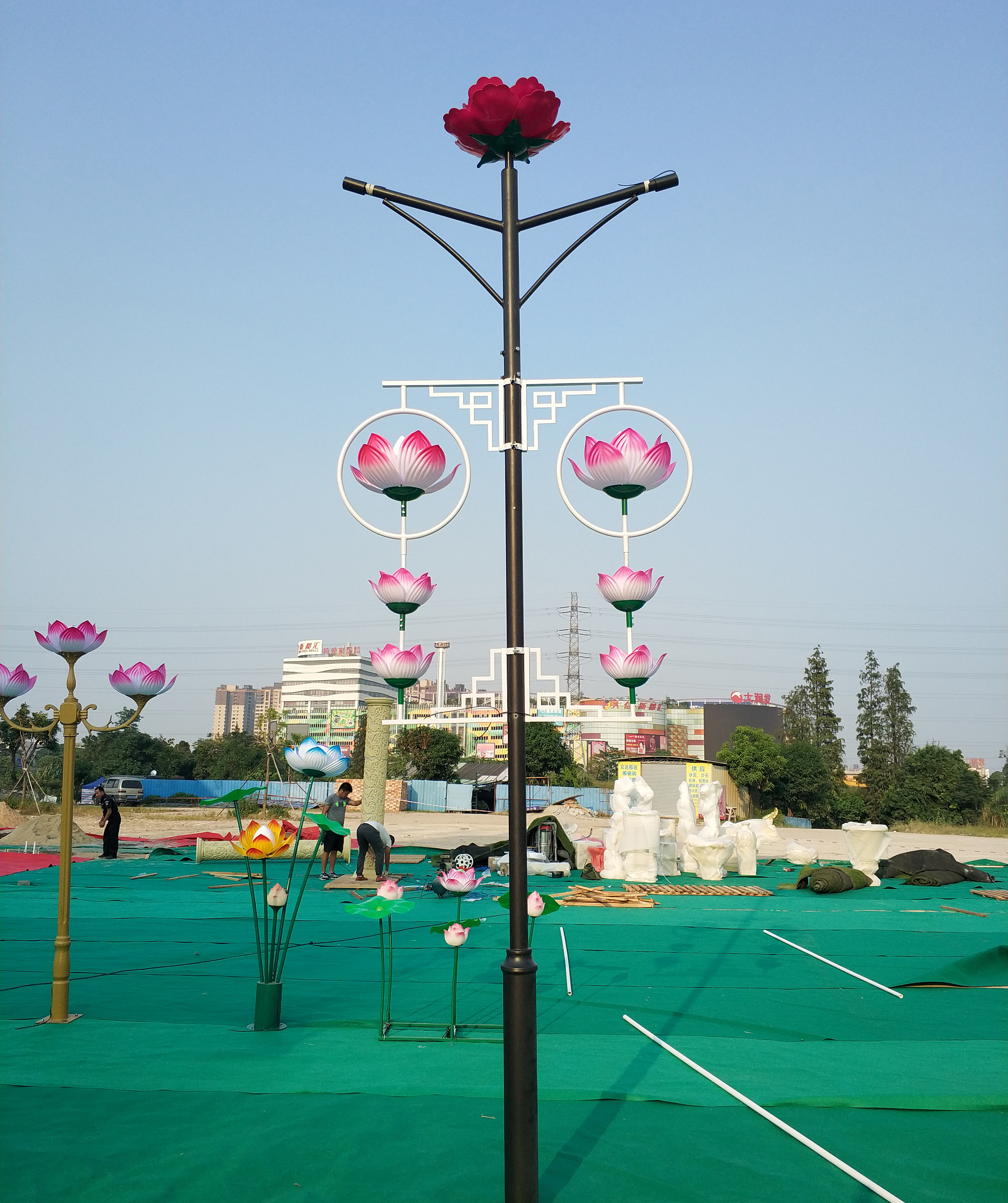 世博光电荷花灯道路灯杆装饰节日灯荷花路节日生产厂家