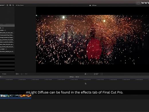 FCPX插件：镜头光效散开弥漫特效预设 mLight Diffuse
