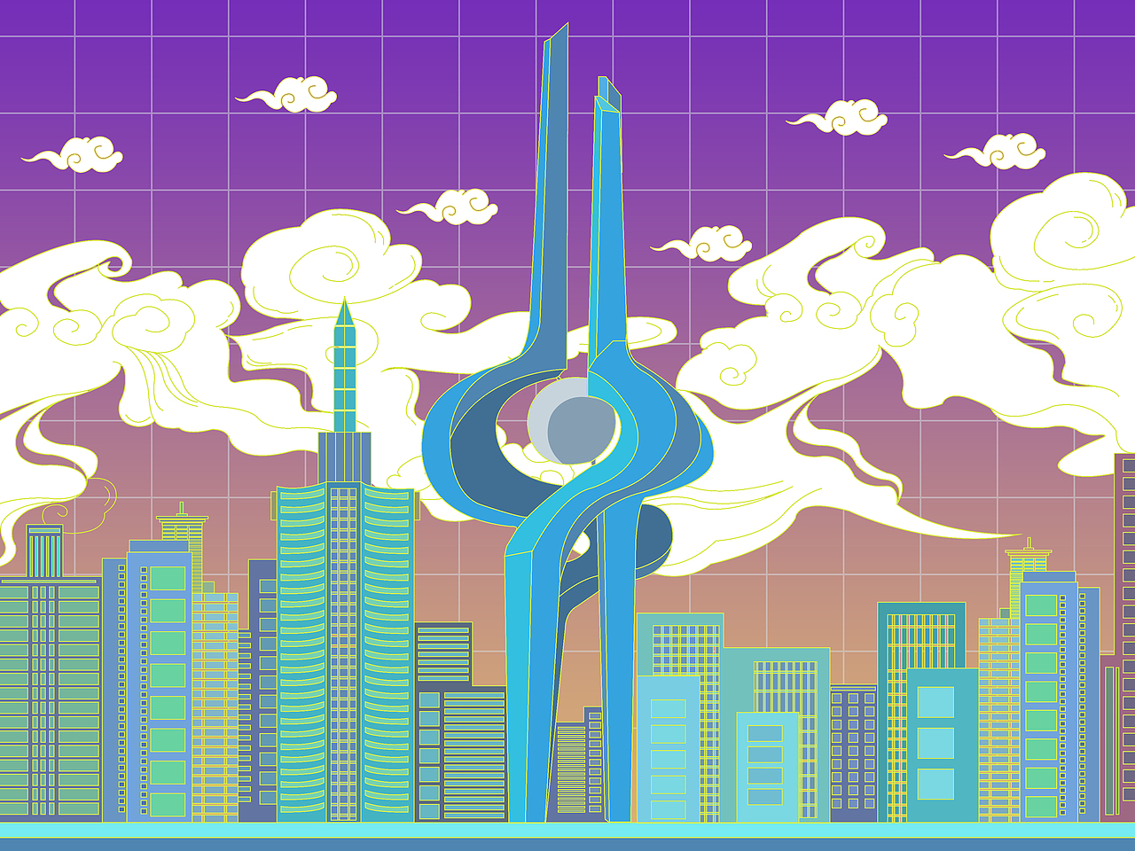 老济南建筑手绘建筑插画及衍生文创