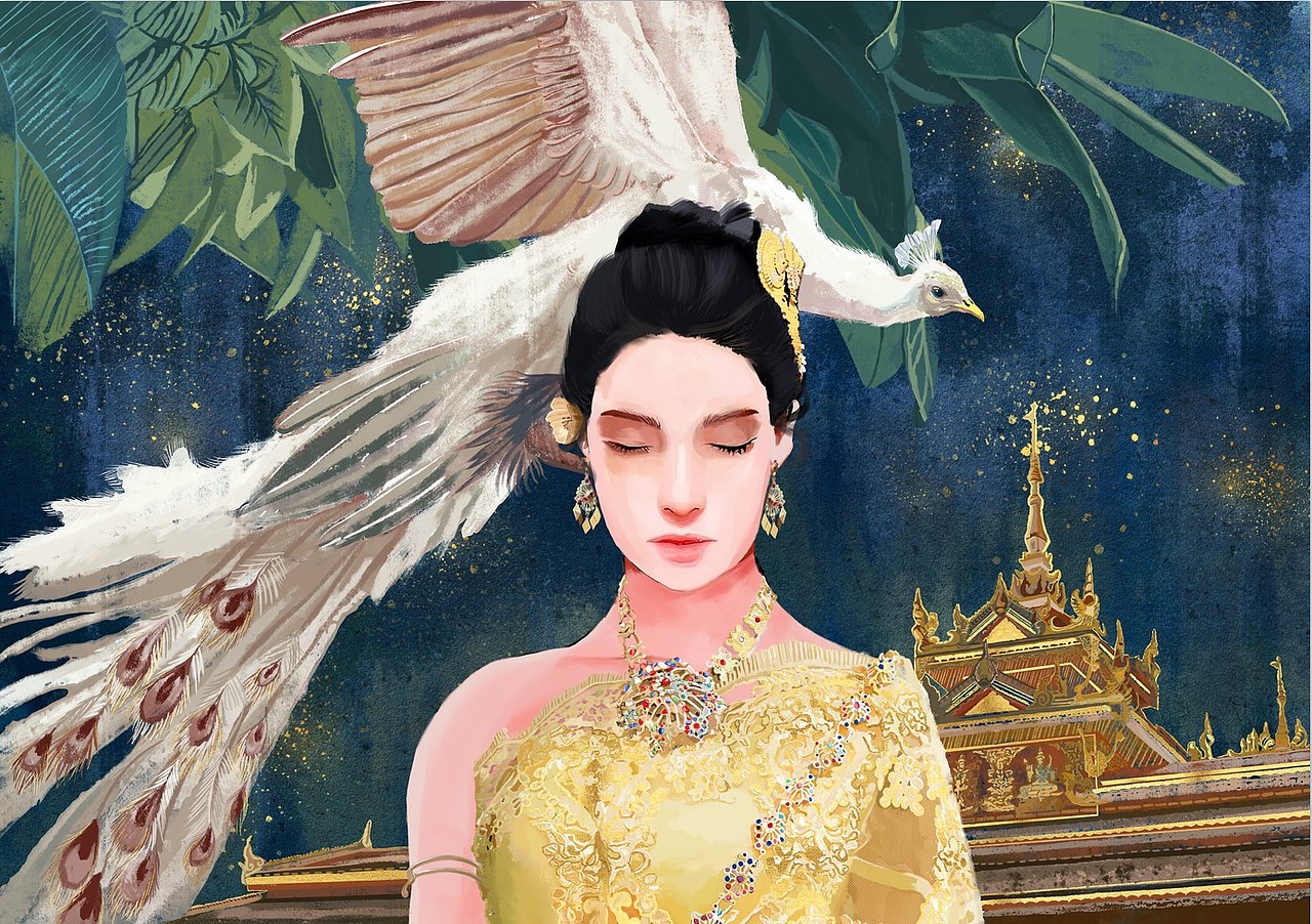 【板绘】伪岩彩·生物多样性-傣族少女（图ZMjY2NzA3NTY4） - 创作习作 - 站酷设计师Bigbig宝原创素材 - 站酷ZCOOL