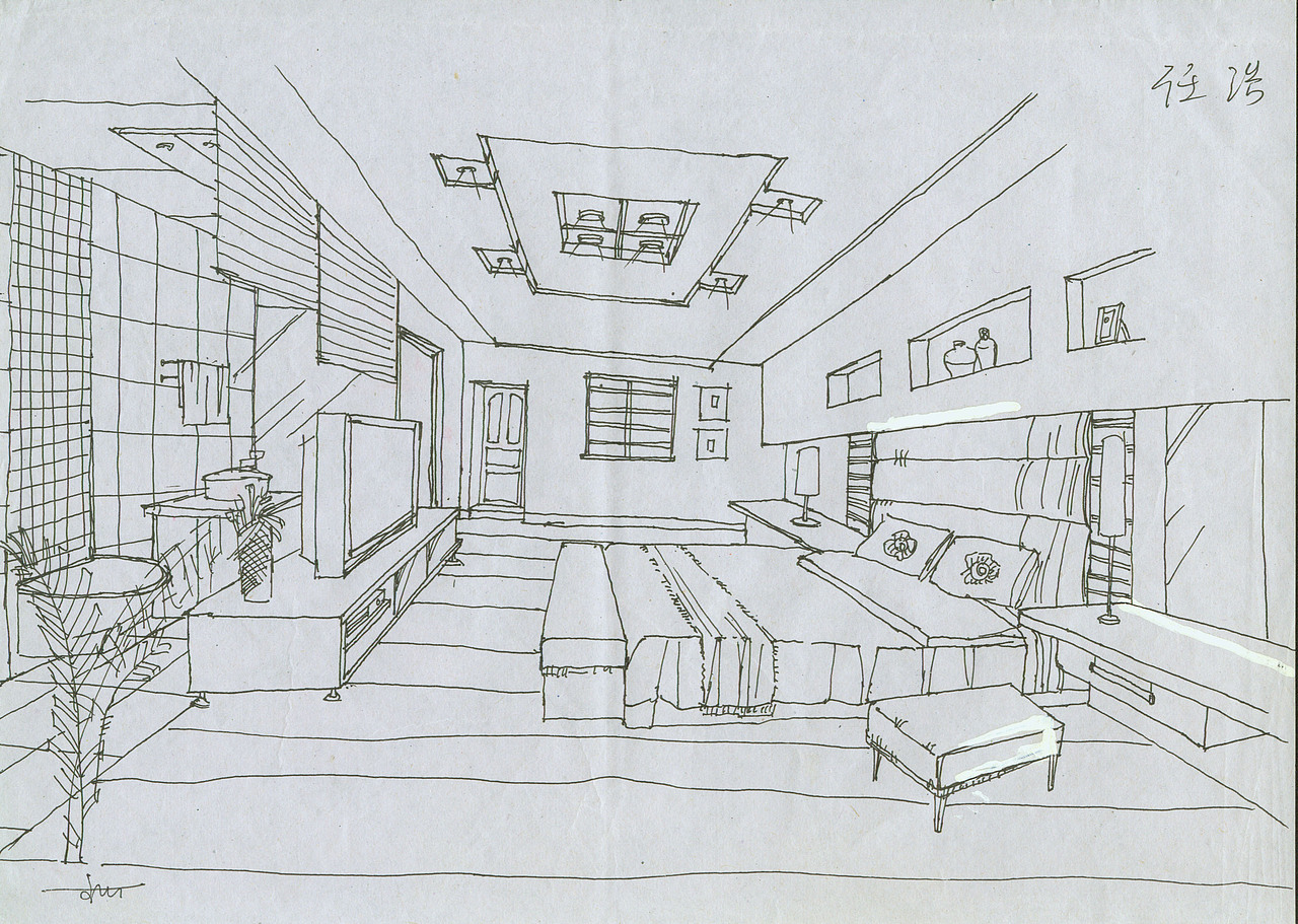 大学时期的室内手绘速写