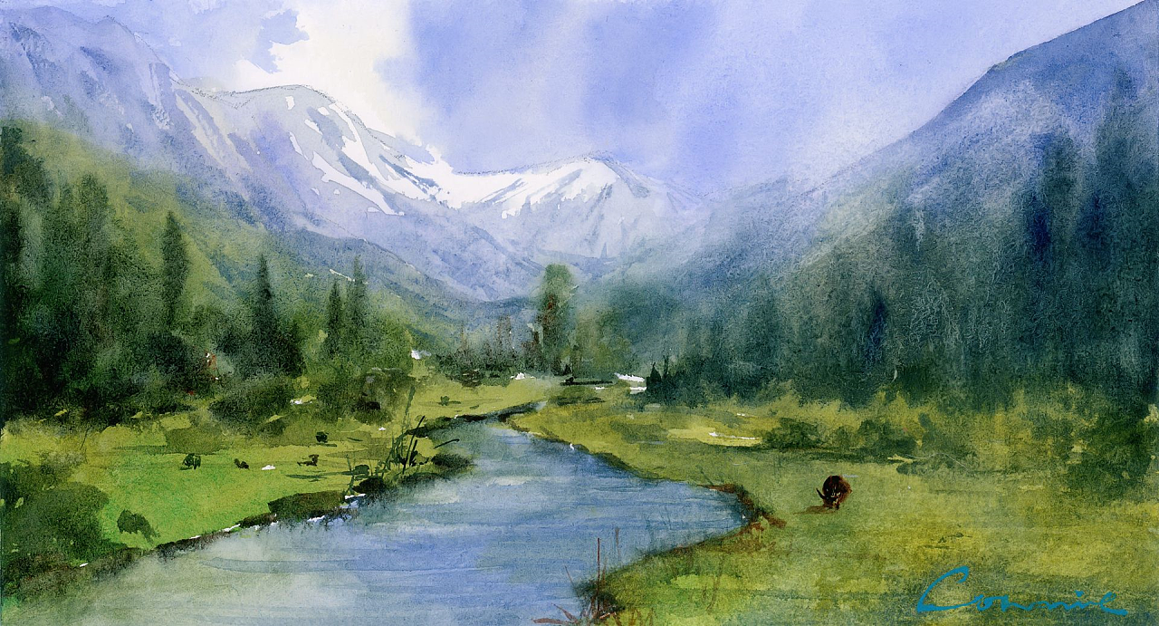 国风风景~~~自然风光|纯艺术|绘画|花酿幸福绘画课堂 - 原创作品