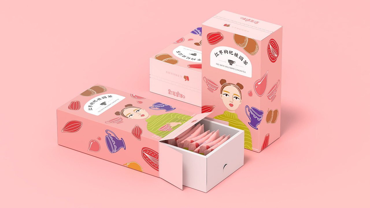 礼想抱福｜红枣枸杞桂圆茶 / 包装设计（图ZMjUxMTI2NDQ0） - 包装 - 站酷设计师饺子爸爸做设计原创素材 - 站酷ZCOOL