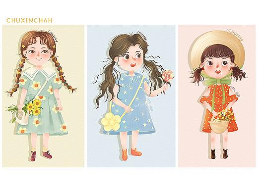 儿插人物插画——可爱女孩系列01