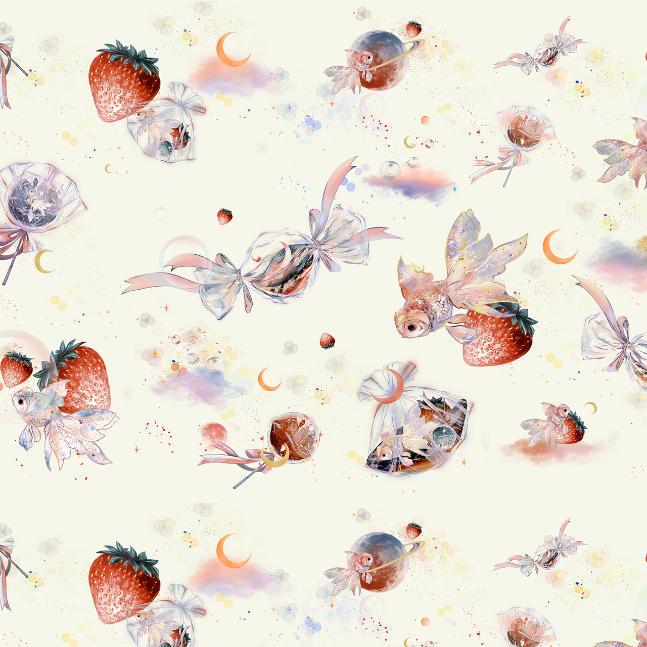 星月金鱼糖（图ZMjExNzAzMzQ4） - 商业插画 - 站酷设计师纸纸酱原创素材 - 站酷ZCOOL