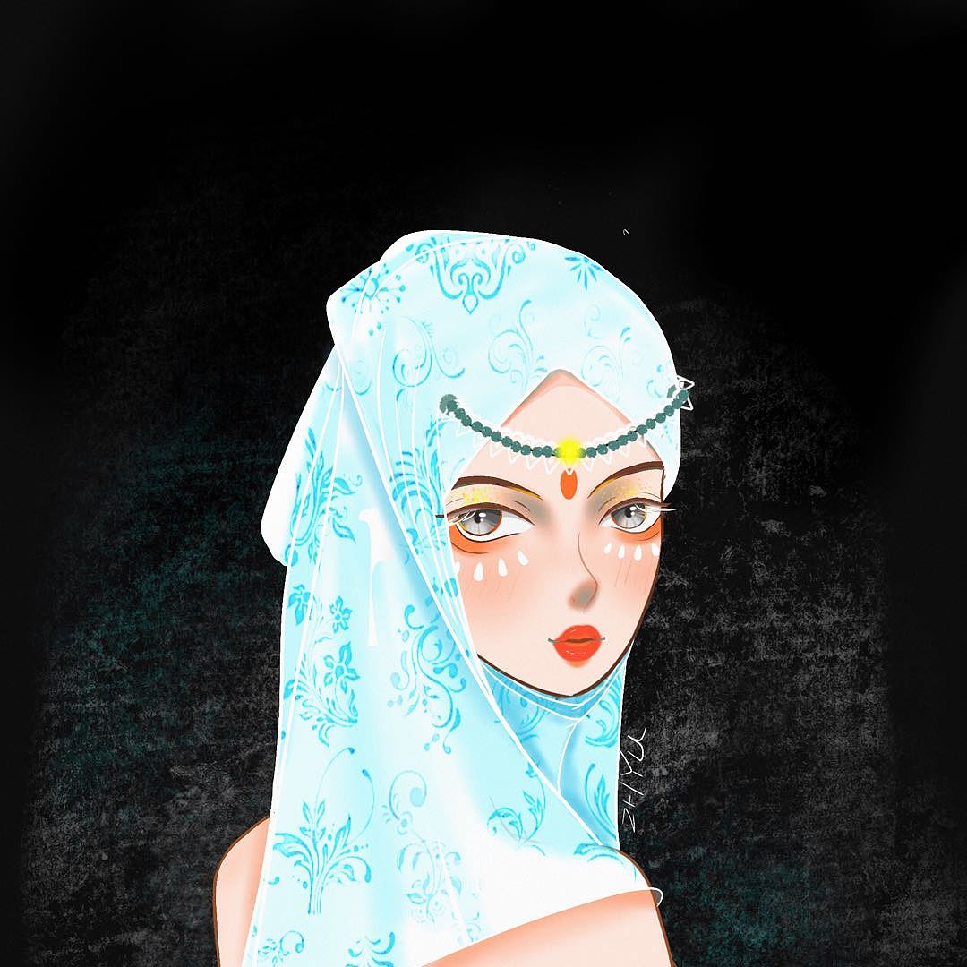 新疆民族女孩头像插画