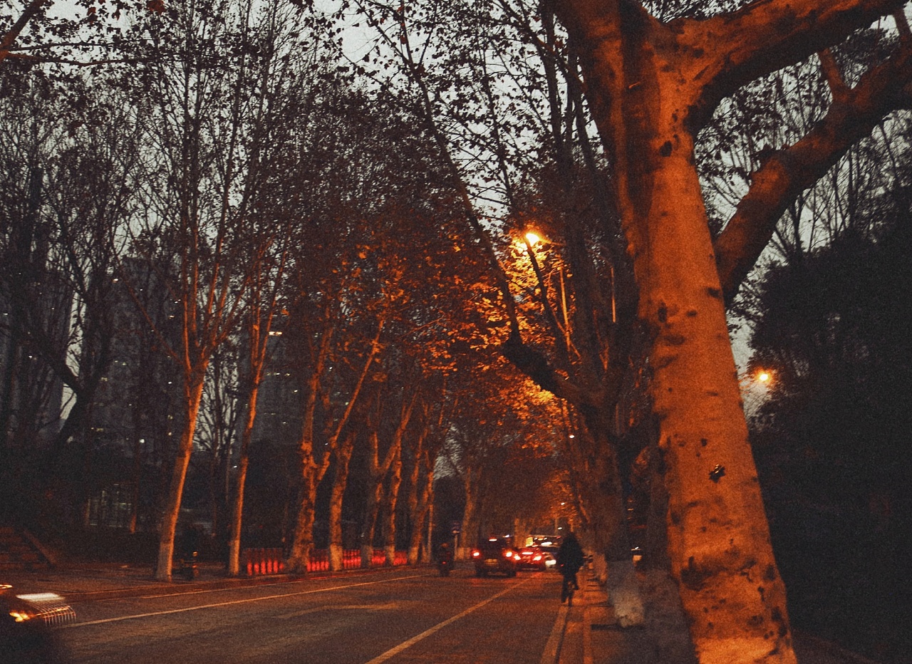 武汉冬夜的街头