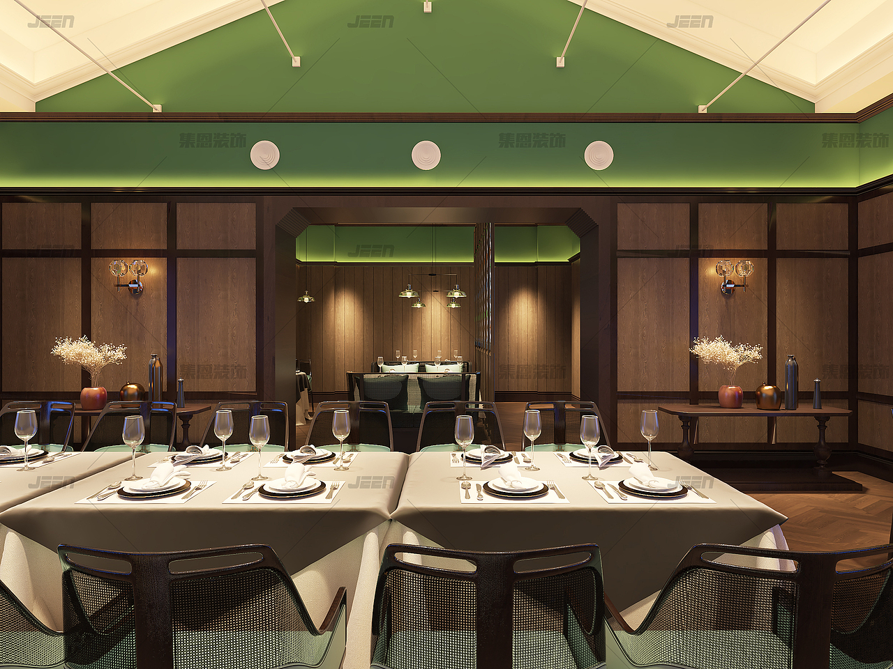 仙门水镇西餐厅_西餐厅设计_复古风格餐厅设计（图ZMjc3NTYzMzg0） - 酒店餐饮设计 - 站酷设计师集恩餐饮全案设计原创素材 - 站酷ZCOOL