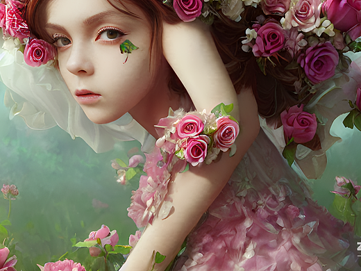 #AI创作实验室#花仙子，玫瑰花，洛丽塔