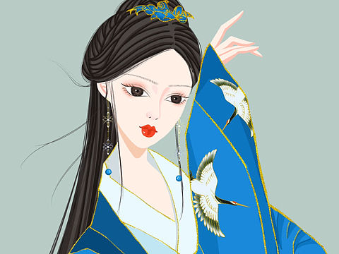 穿白鹤图案衣服的女孩