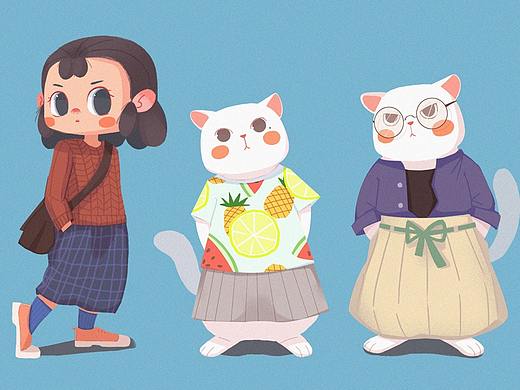 塔塔与猫系列插画