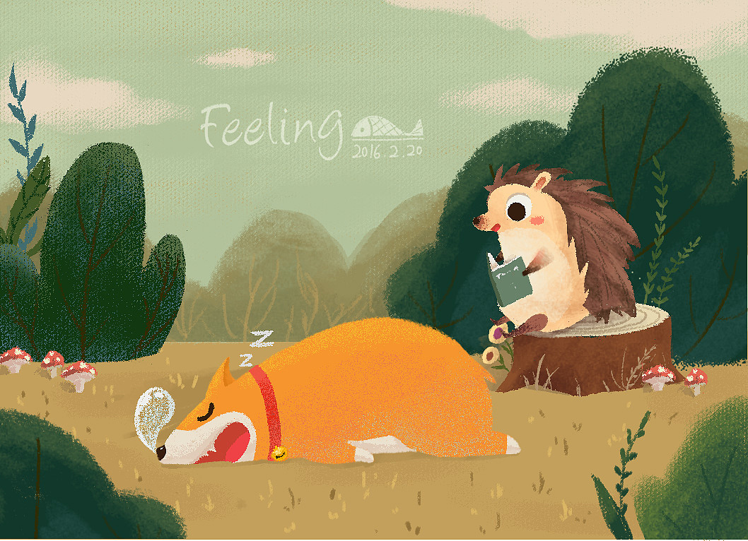 刺猬和狗（图ZMTM5Njg5MDY4） - 儿童插画 - 站酷设计师Feelingyu原创素材 - 站酷ZCOOL