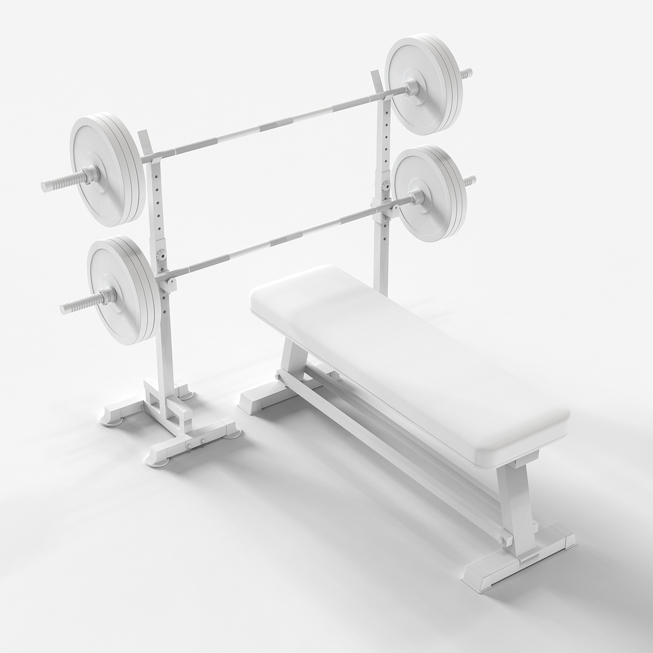 杠铃哑铃凳 三维建模渲染详情制作