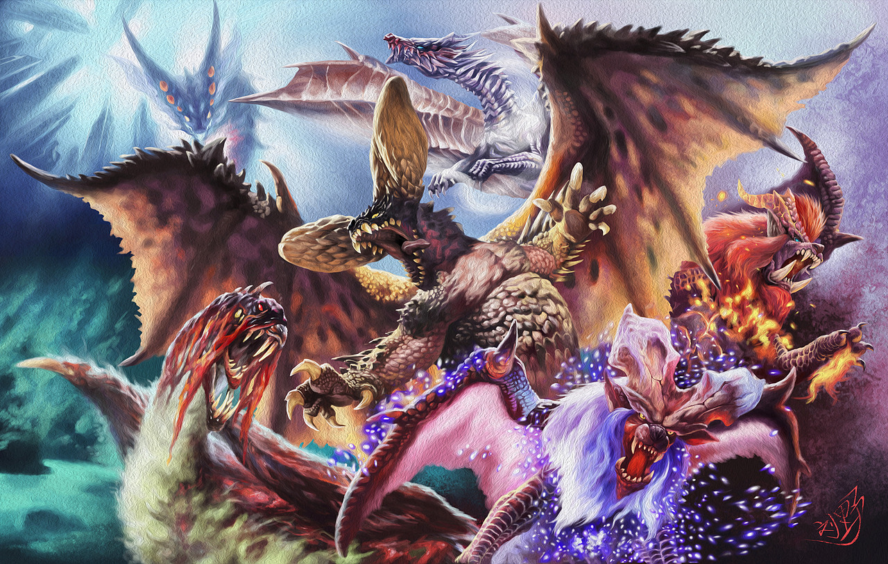 怪物猎人世界古龙全家福