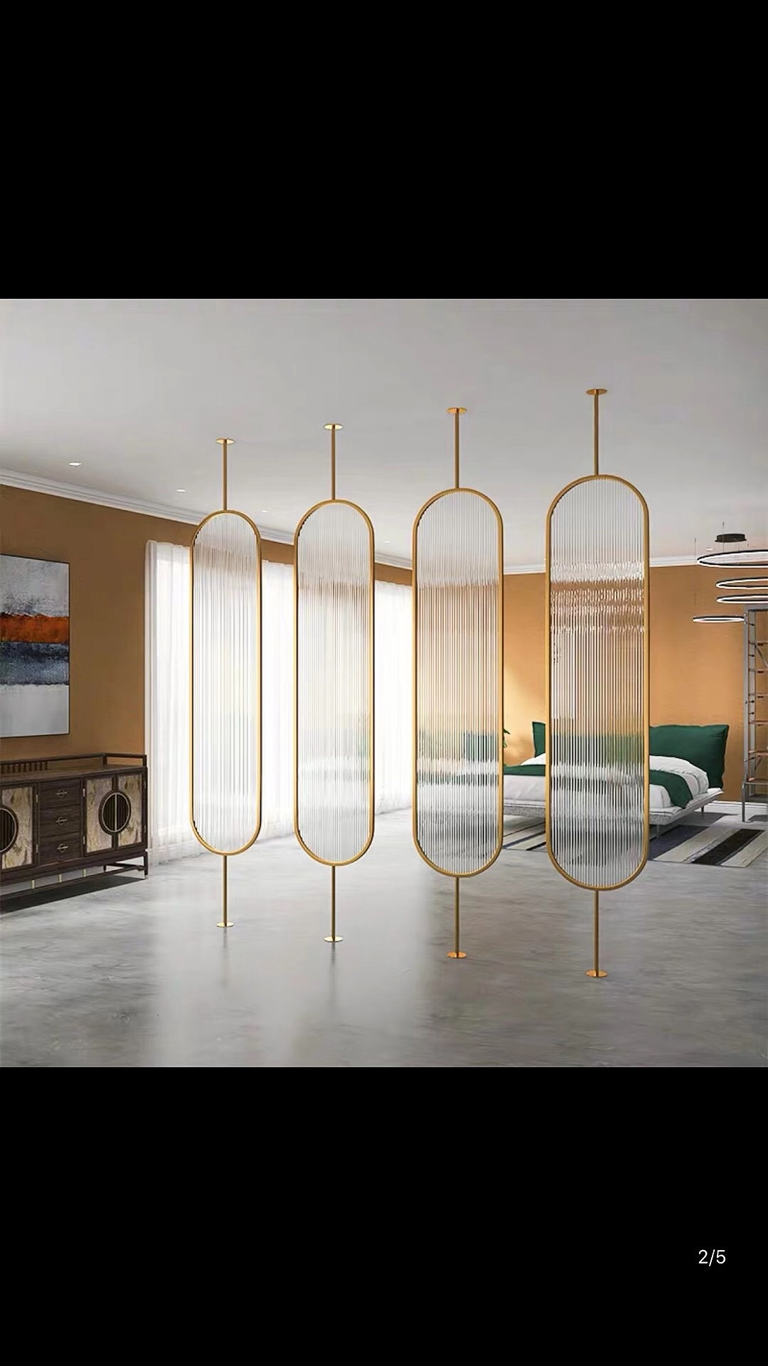 金属和玻璃的碰撞轻奢主义客厅玄关隔断