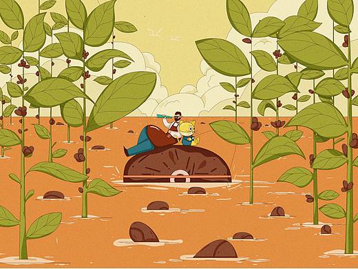 "卫叔与猫"主题咖啡包装插画