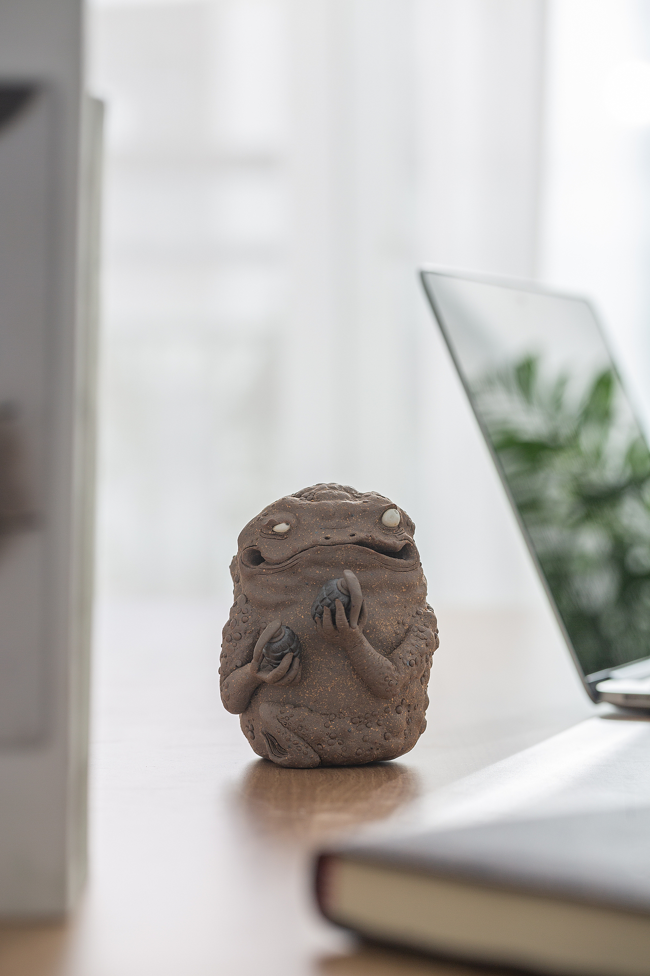 原创手工陶瓷捏雕 三足大金蟾|手工艺|其他手工艺|器十二_原创作品