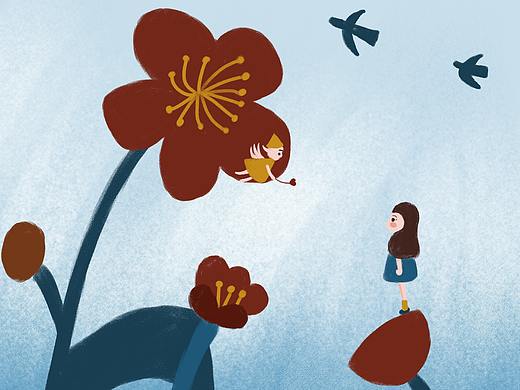 小女孩與精靈（個(gè)人主頁-ZNTQ4NDE4MDA=） - 商業(yè)插畫 - 站酷設(shè)計(jì)師插畫師糖露原創(chuàng)素材 - 站酷ZCOOL