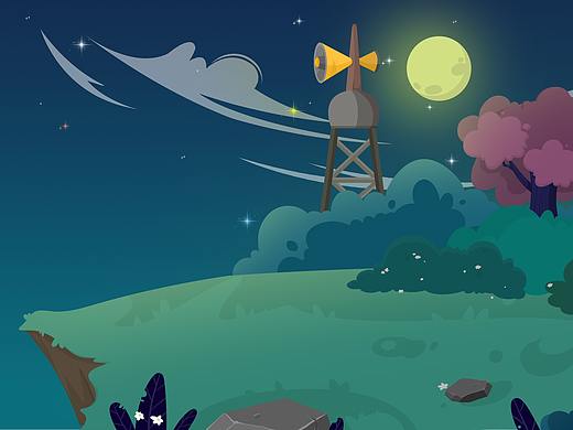 夜晚山顶