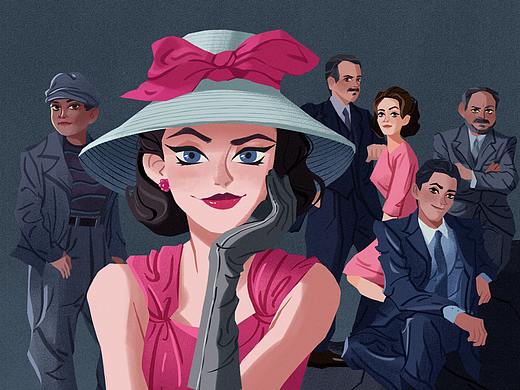 美剧插画#了不起的麦瑟尔夫人（个人主页-ZNTY0NzAyMzI=） - 创作习作 - 站酷设计师LesleyMa原创素材 - 站酷ZCOOL