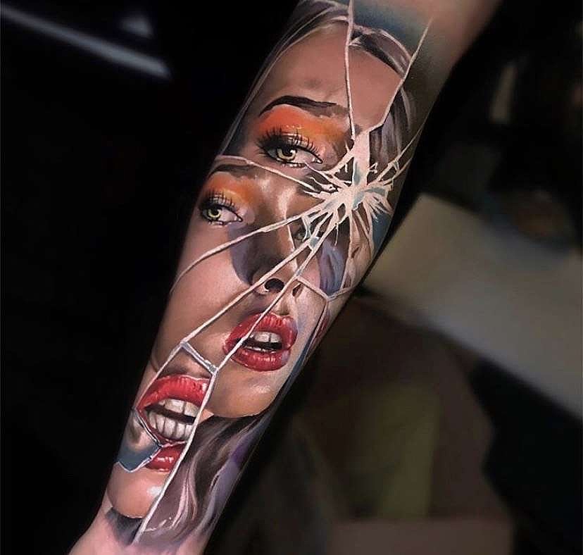 大型欧美传统纹身图案合集胸口蓝色与暖色配色骷髅与