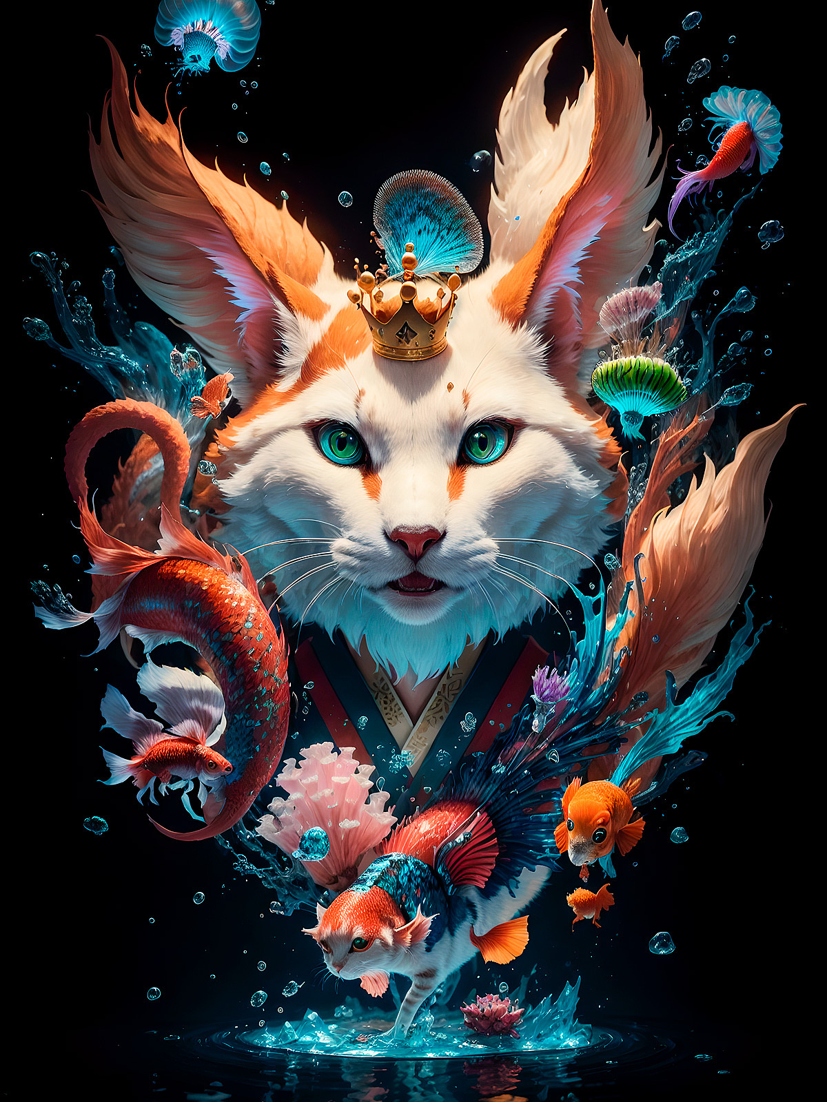 【AI绘画作品-87】猫的梦