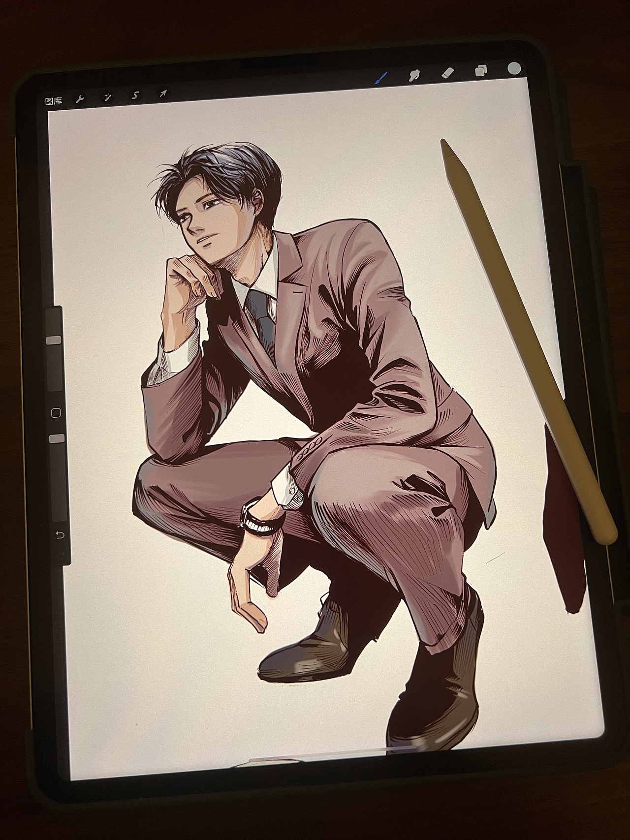 漫画练习西装少年插画