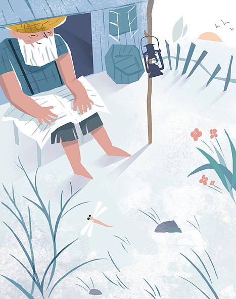 老人与海（图ZODgxODM4MDA=） - 商业插画 - 站酷设计师野人叔叔原创素材 - 站酷ZCOOL