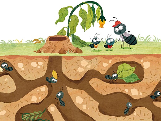 小蚂蚁绘本插画-绘本390114110天前狐假虎威插画-儿童插画24521355年