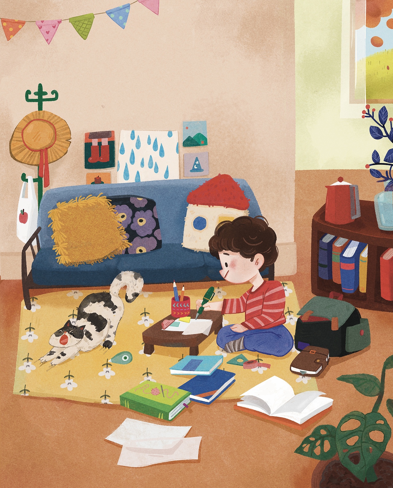 今天要開心呀（圖ZMzk3OTU3MzY0） - 兒童插畫 - 站酷設(shè)計(jì)師trista冬天原創(chuàng)素材 - 站酷ZCOOL