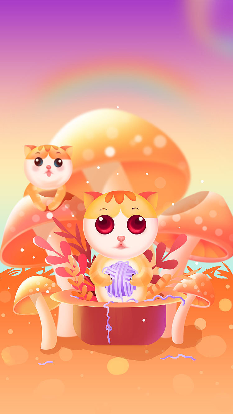 猫咪手绘可爱插画