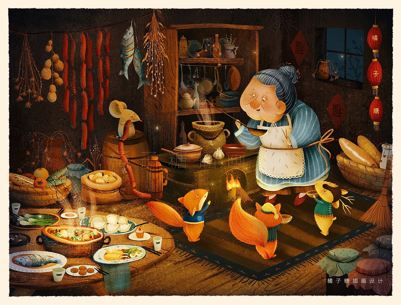 《春节系列插画》（图ZMTkxMzAxMDg0） - 商业插画 - 站酷设计师橘子糖插画原创素材 - 站酷ZCOOL